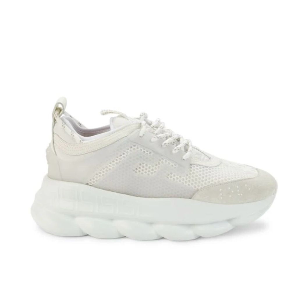 NEW VERSACE Chain Reaction White Sneakers Made In Italy Size 9 EUR 42